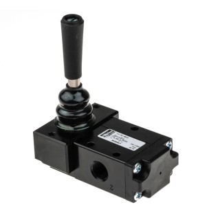 Parker Lever Pneumatic Manual Control Valve B53 Series G 1/4 Inch Thread, 3/2 Port, Die Cast Zinc Body, 10 Bar Max B53003LT