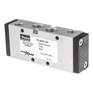 Parker Pneumatic Solenoid Valve Pilot BSPP Isomax Series 5-Port 1/4 in, 16 bar, 380L/min P2LBX512PP