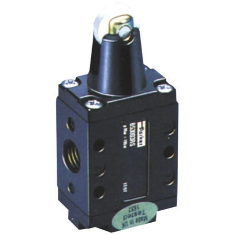 Parker Pneumatic Manual Control Valve Roller Mechanism B53 Series G 1/4, 3/2 Function, Anodised Aluminium B53003RS