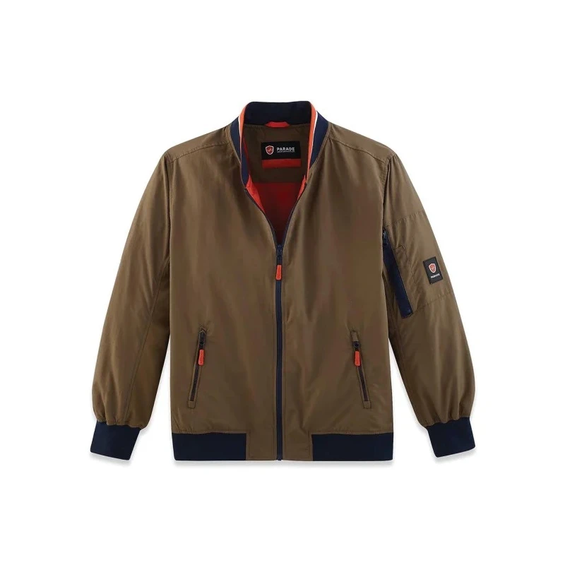 Parade Lightweight Khaki Nylon Bomber Jacket Zipper Series OTTAWA Size S 17OTTAWA1478TS