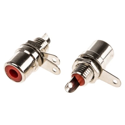 RS PRO Red Straight Chassis RCA Socket Nickel 411-081