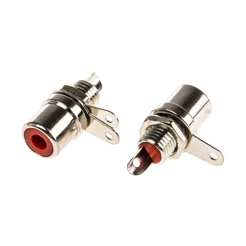 RS PRO Red Straight Chassis RCA Socket Nickel 411-081