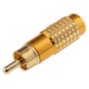 RS PRO Gold Straight Cable RCA Plug Male Connector Aluminium Housing Brass Contact 2-Contact 411-087