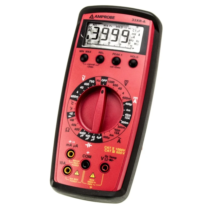 Amprobe Digital Multimeter 1kV DC/AC Voltage, 10 A Max Current, LCD Display Model 33XR-A