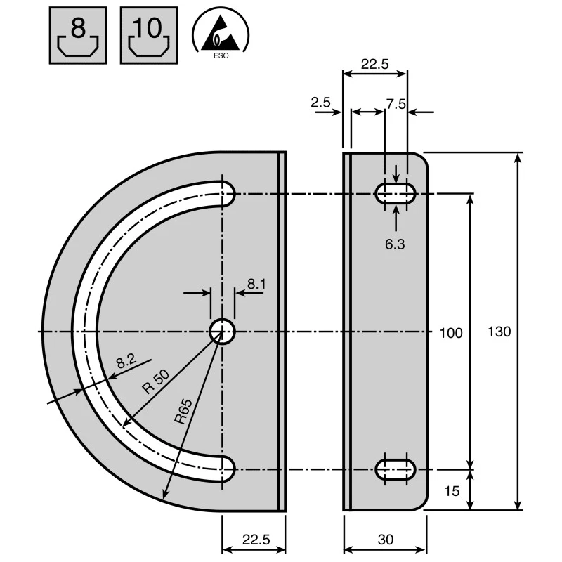 Bosch Rexroth M6, M8 Swivel Bracket Connecting Component for Strut Profiles 30 mm to 60 mm 3842538275