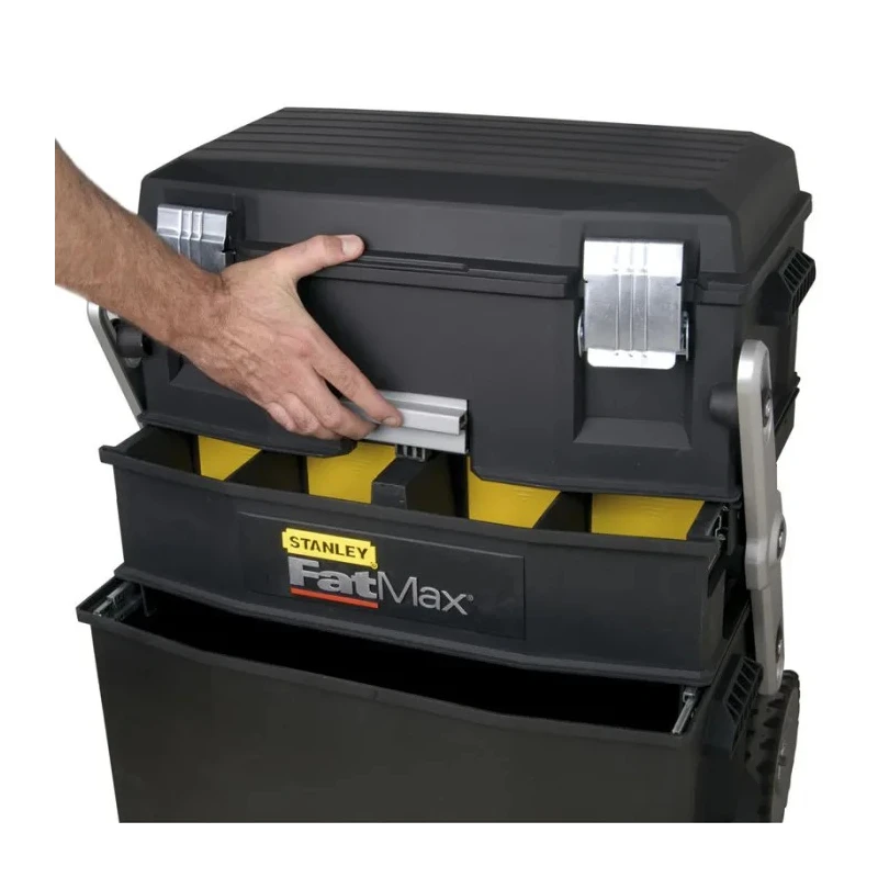Stanley Plastic Tool Box Wheeled with Removable Tool Tray 549mm Length 413mm Width 549mm Height 1-94-210