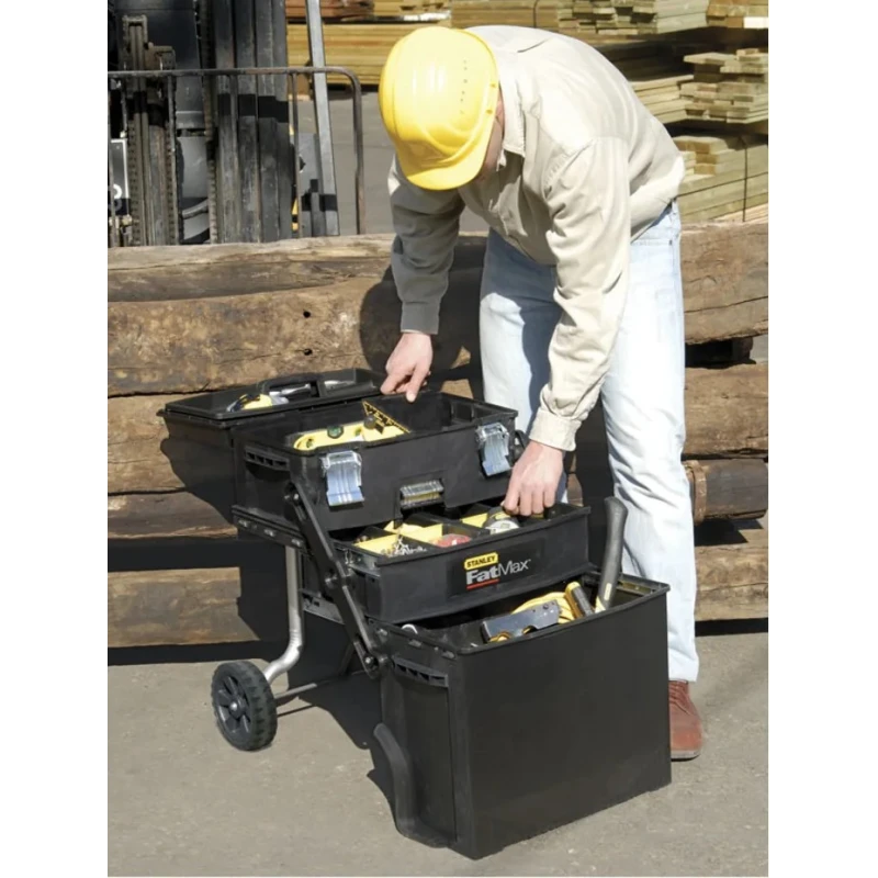 Stanley Plastic Tool Box Wheeled with Removable Tool Tray 549mm Length 413mm Width 549mm Height 1-94-210