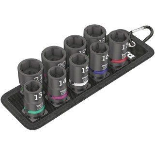 Wera 10-Piece 1/2 in Hexagonal Impact Socket Set 13 to 21 mm, 230 mm Length, Square Drive Type 05004580001