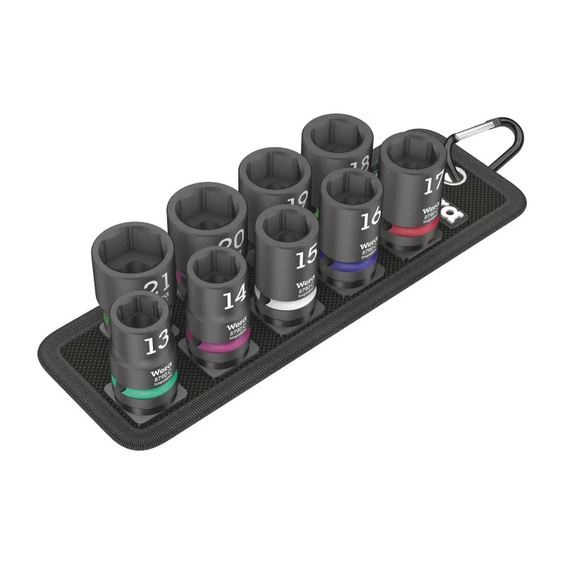 Wera 10-Piece 1/2 in Hexagonal Impact Socket Set 13 to 21 mm, 230 mm Length, Square Drive Type 05004580001