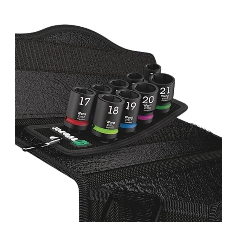 Wera 10-Piece 1/2 in Hexagonal Impact Socket Set 13 to 21 mm, 230 mm Length, Square Drive Type 05004580001