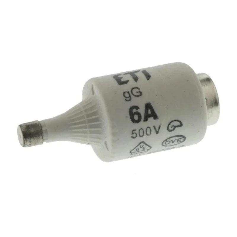 ETI 6A, 500V AC D2 Diazed Fuse, Ceramic Body, E27 Thread Size, Class gG/gL, Breaking Capacity 50kA 2312403
