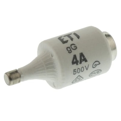 ETI 4A 500V AC D2 Diazed Fuse, E27 Thread Size, Class gG/gL, Ceramic Body, Breaking Capacity 50kA 2312402