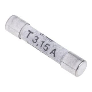 RS PRO 3.15A T Ceramic Cartridge Fuse, 6.3 x 32 mm, 500V AC, Time Delay, Ceramic Body 414-049