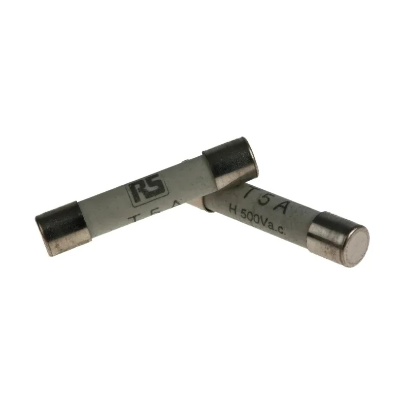 RS PRO 5A T Ceramic Cartridge Fuse, 6.3 x 32 mm, Time Delay, 500V AC, Ceramic Body, Model 414-055