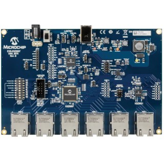 Microchip Gigabit Ethernet Switch Evaluation Board with KSZ9897R, KSZ9031RNX, LAN7801, 460 MHz EVB-KSZ9897-1
