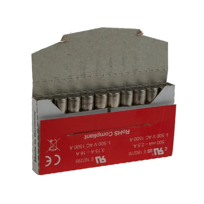RS PRO 10A T Ceramic Cartridge Fuse, 6.3 x 32 mm, Time Delay, 500V ac, High Breaking Capacity 414-061