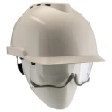 MSA Safety White Ventilated Adjustable Safety Helmet with Integrated Eye Shield GVC1A-0000000-000