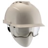 MSA Safety White Ventilated Adjustable Safety Helmet with Integrated Eye Shield GVC1A-0000000-000