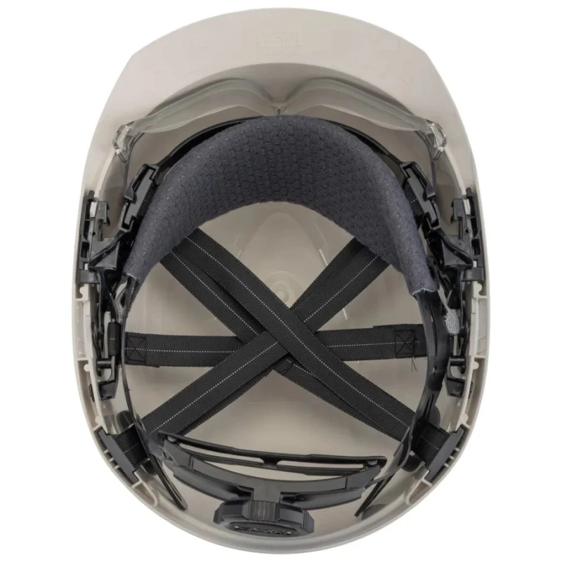 MSA Safety White Ventilated Adjustable Safety Helmet with Integrated Eye Shield GVC1A-0000000-000