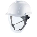MSA Safety V-Gard 950 Class 1 White ABS Safety Helmet with Chin Strap, Integrated Eye Shield GVF1A-CBA0000-000
