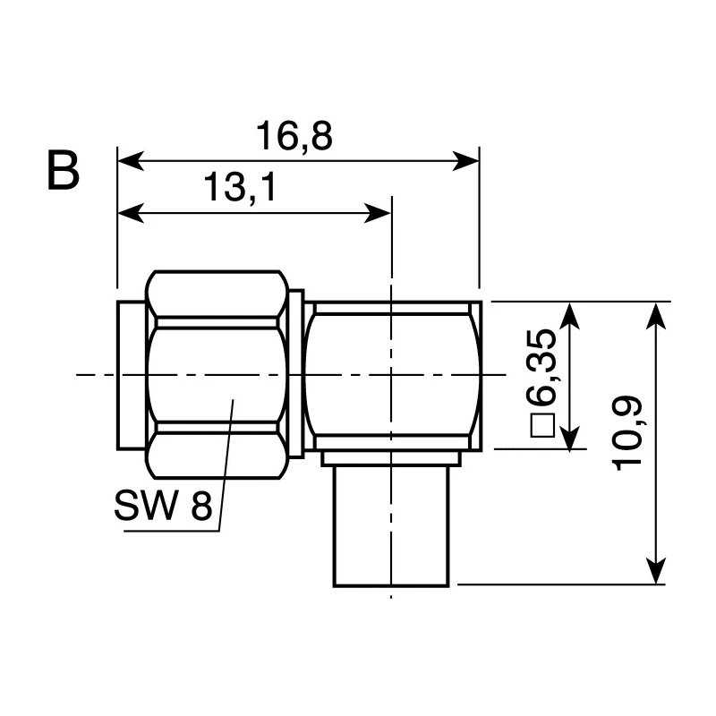 Telegartner SMA Series Coaxial Connector Cable Male SMA, 50 Ω, Right Angle Body, Solder Termination J01150A0151