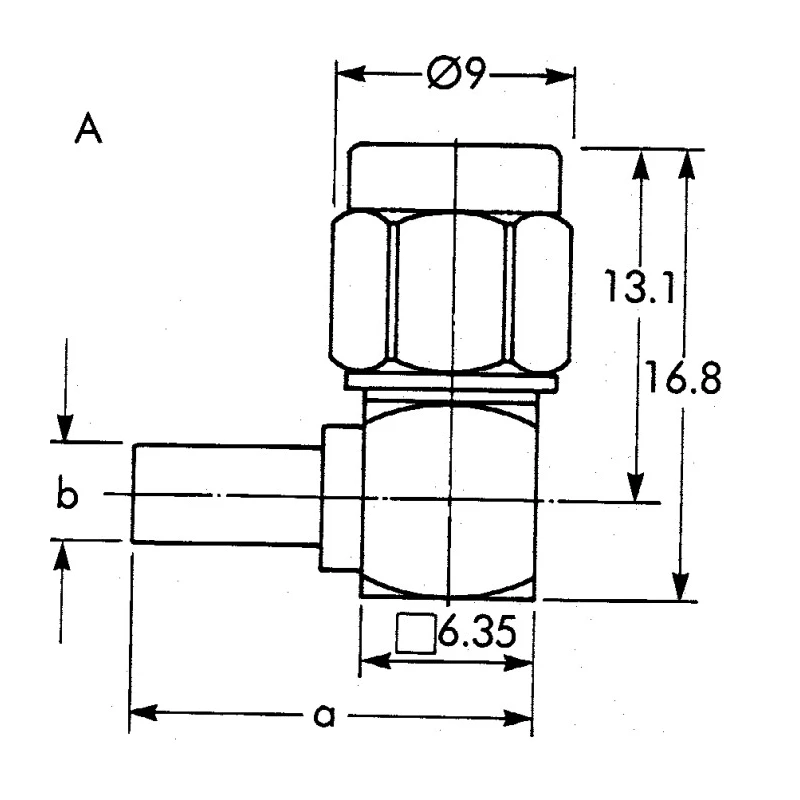 Telegartner SMA Series 50 Ω Coaxial Connector Cable Male SMA Right Angle Body Crimp J01150A0099
