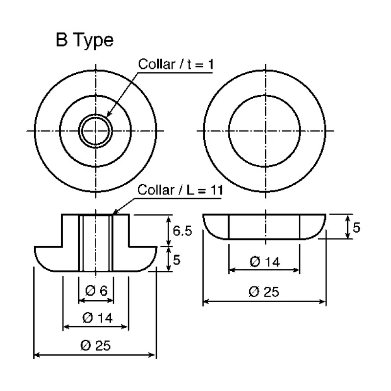 Taica Silicone Gel Anti-Vibration Mount Through Hole Bore Diameter 4mm Outside Diameter 25mm Overall Height 25mm B-1