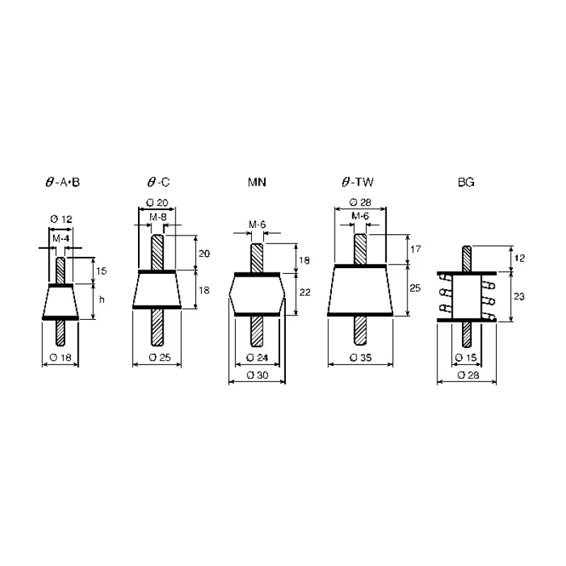Taica M3 Male to Male Bobbin Anti-Vibration Mount with 6.4 kg Compression, 28 mm OD, 47 mm Height BG-7