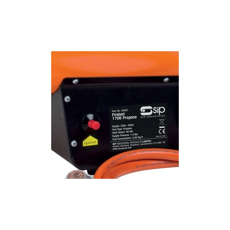 SIP 50 kW Industrial Heater, Portable, 230V, Thermostat Control, Type G British 3-Pin Plug 9291