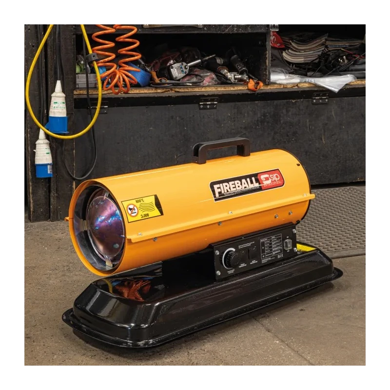 SIP 50 kW Industrial Heater, Portable, 230V, Thermostat Control, Type G British 3-Pin Plug 9291