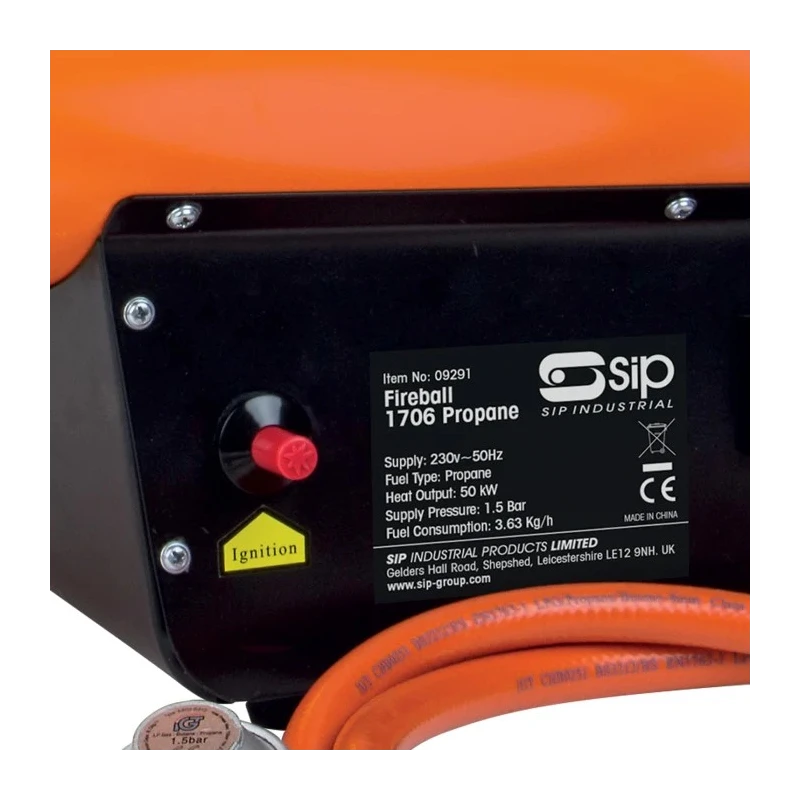 SIP 50 kW Industrial Heater, Portable, 230V, Thermostat Control, Type G British 3-Pin Plug 9291