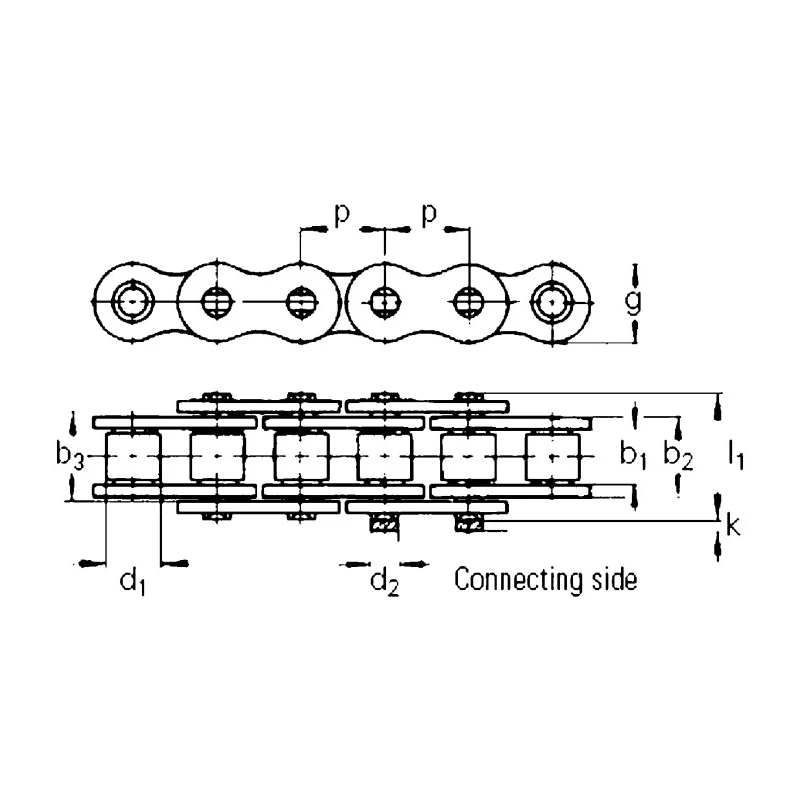 Wippermann 10A-1 Steel Simplex Roller Chain, 3 m Length, 21.8 mm Pin Length, ISO 606 (DIN 8187) 50 Series 50-1