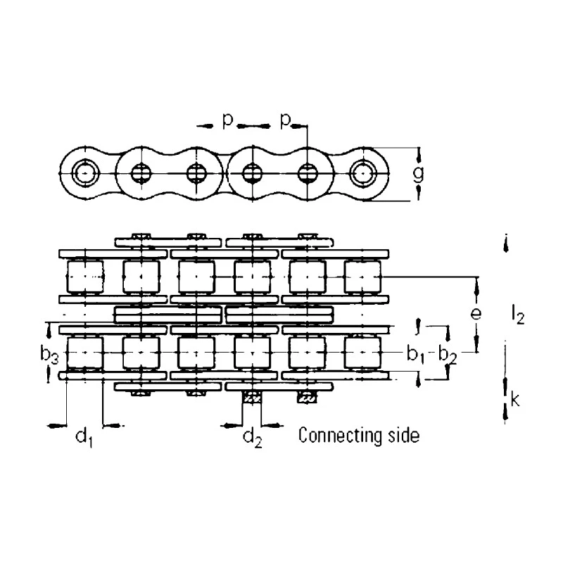 Wippermann 08B-2 Duplex Roller Chain, Steel Material, 5 m Length, 31 mm Pin Length, D4 Series, ISO 606 (DIN 8187) D462