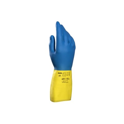 Mapa Duomix Blue Latex Chemical Resistant Work Gloves Size 8.5 Uncoated Coating 405