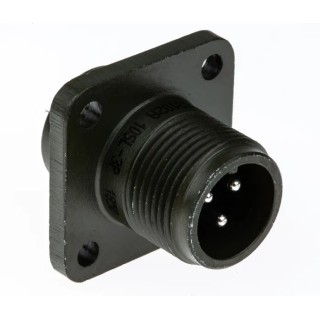 Amphenol Industrial MIL Spec Circular Connector Copper Alloy Straight 3 Way Box Mount 15A 500/700V MS3102A