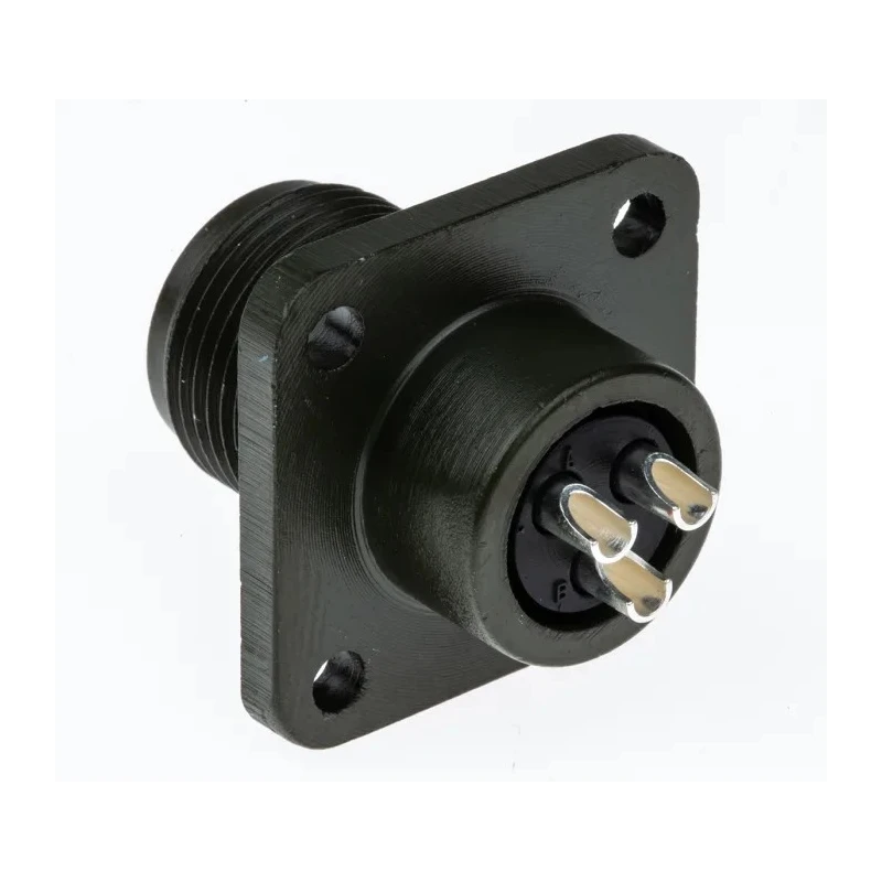 Amphenol Industrial MIL Spec Circular Connector Copper Alloy Straight 3 Way Box Mount 15A 500/700V MS3102A