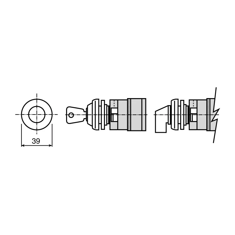Kraus & Naimer Cam Switch Handle RS 350-0834 Series Black 38mm x 3mm x 38mm S0E.T160*GBA002
