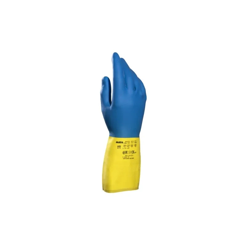 Mapa Duomix Blue Chemical Resistant Latex Work Gloves Size 10.5XL Model 405
