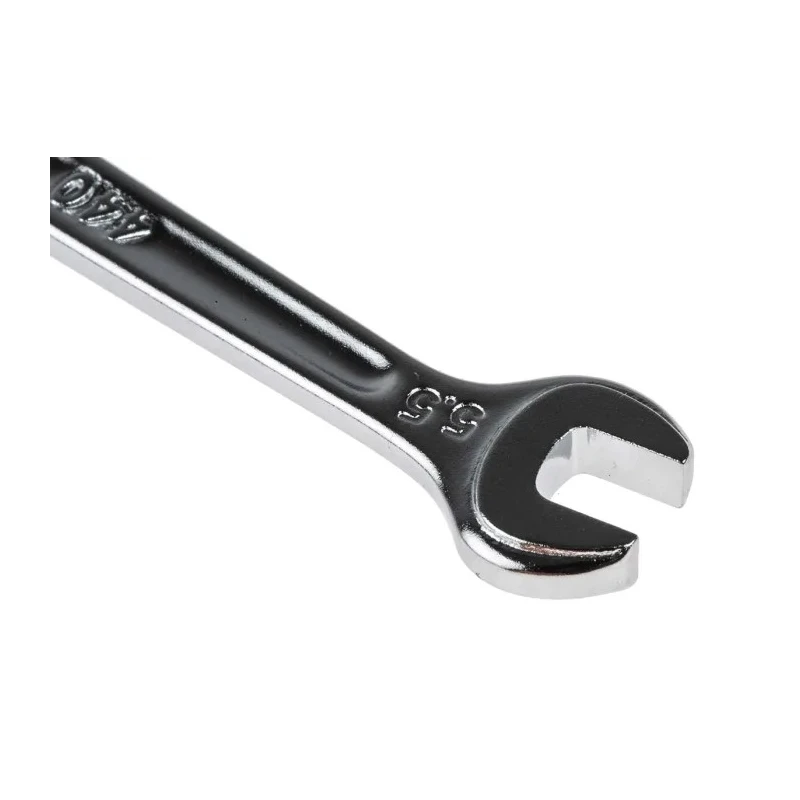 Facom Combination Spanner Metric 5.5 mm Size, Satin Chrome Finish, 12 Point, 15° Offset Angle, 115mm Overall Length 440.5.5H