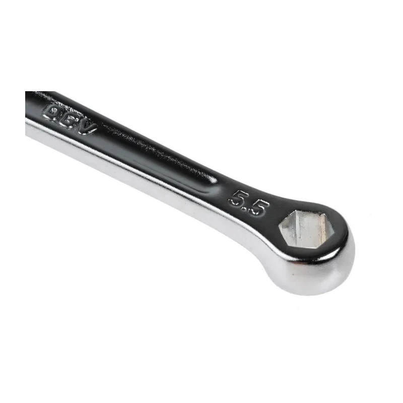 Facom Combination Spanner Metric 5.5 mm Size, Satin Chrome Finish, 12 Point, 15° Offset Angle, 115mm Overall Length 440.5.5H