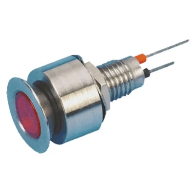 Marl Panel Mount LED Indicator, Red Lens, 520 Series, 6.1 mm Mount Hole, Solder Tab Termination, IP67, 12V dc 520-301-21