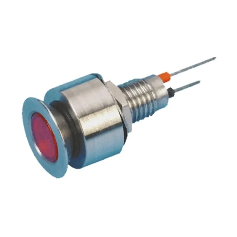 Marl Panel Mount LED Indicator, Red Lens, 520 Series, 6.1 mm Mount Hole, Solder Tab Termination, IP67, 12V dc 520-301-21