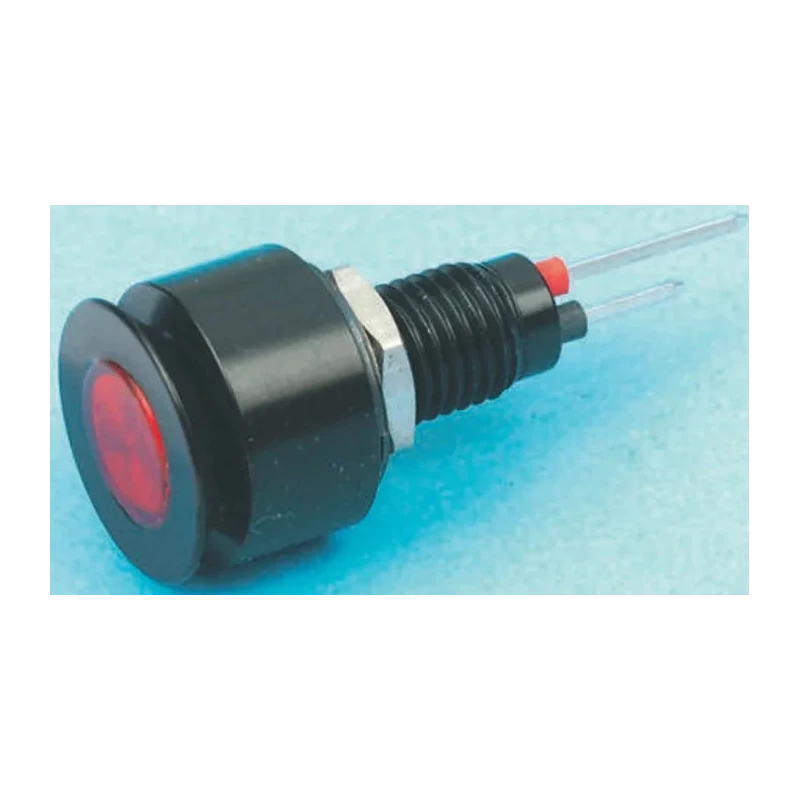 Marl Green Panel Mount Indicator 12V dc 20mA Flush Bezel Black 24mm Length 696-324-21