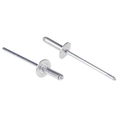 POP Aluminium Blind Rivet, 3.2 mm Diameter, 11.5 mm Length, Steel Mandrel, Large Flange, Dome Head TAPD410BSLF9.5