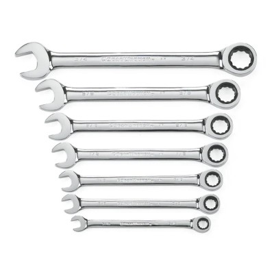 GearWrench 7-Piece Ratchet Spanner Set SAE 5/16 to 3/4 in, 72-Tooth 12 Point Chrome Finish 9317