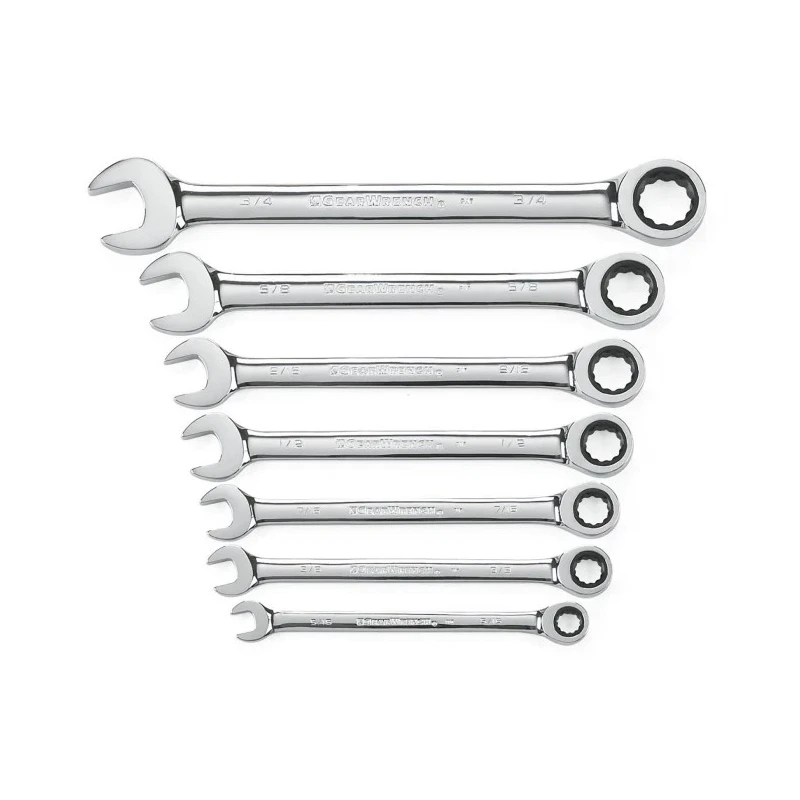 GearWrench 7-Piece Ratchet Spanner Set SAE 5/16 to 3/4 in, 72-Tooth 12 Point Chrome Finish 9317