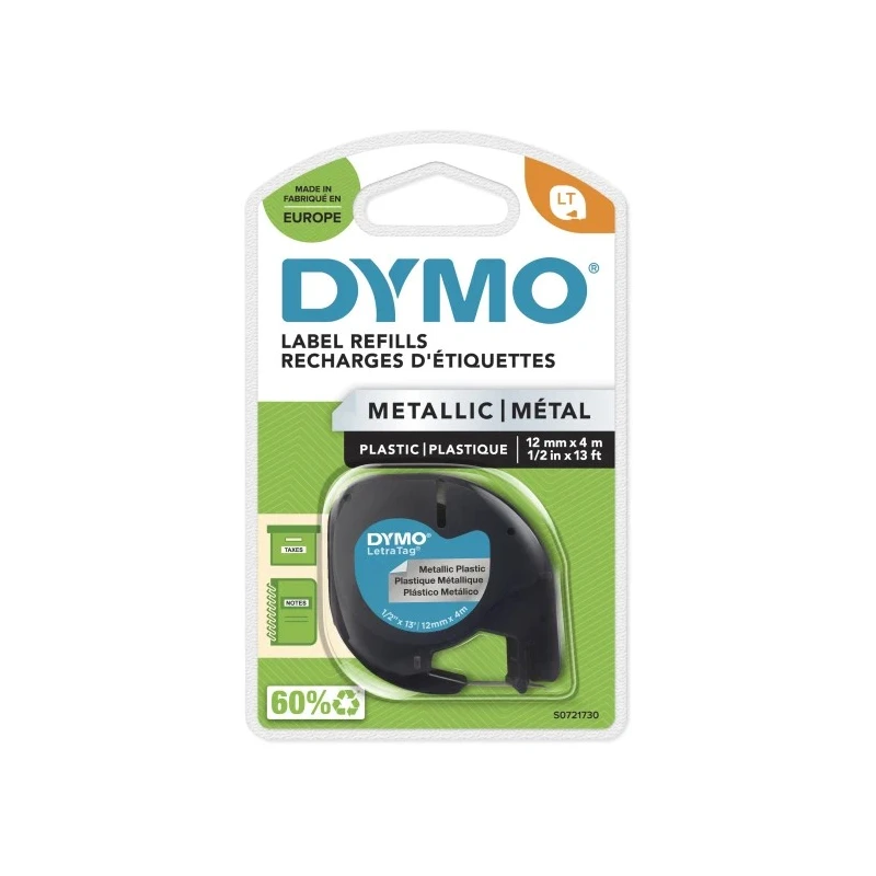 Dymo Black on Silver Label Printer Tape 12 mm Width 4 m Length S0721730