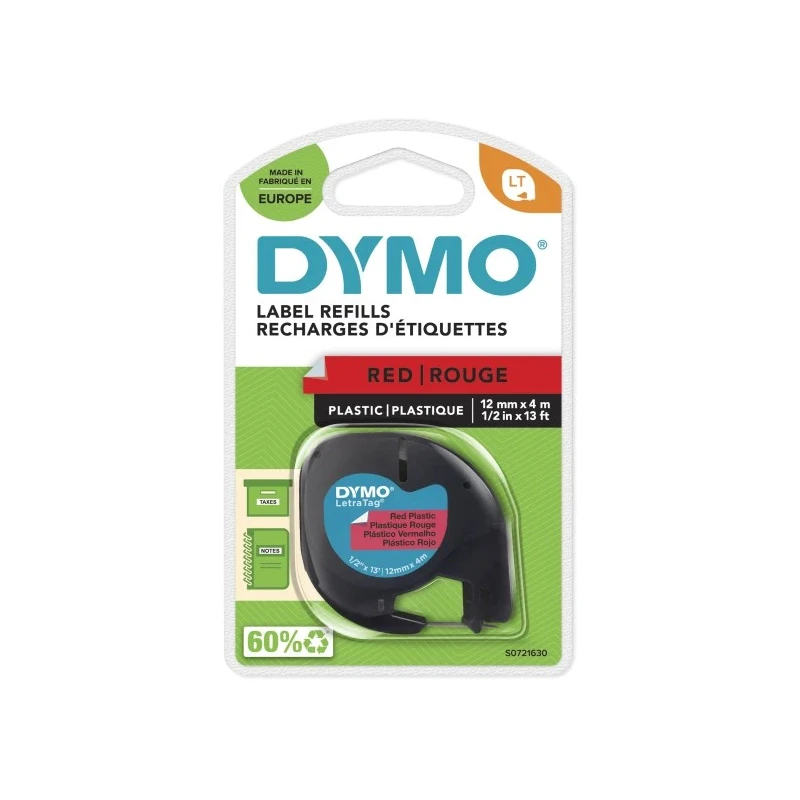 Dymo Black on Red Label Printer Tape 12 mm Width 4 m Length S0721630