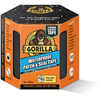 GORILLA GLUE EUROPE LTD Black Duct Tape, 100mm Width x 3m Length, Polyethylene Cloth Backing, Black Finish 3044720