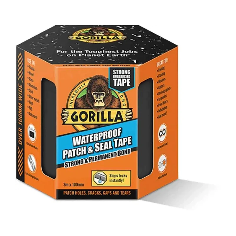 GORILLA GLUE EUROPE LTD Black Duct Tape, 100mm Width x 3m Length, Polyethylene Cloth Backing, Black Finish 3044720
